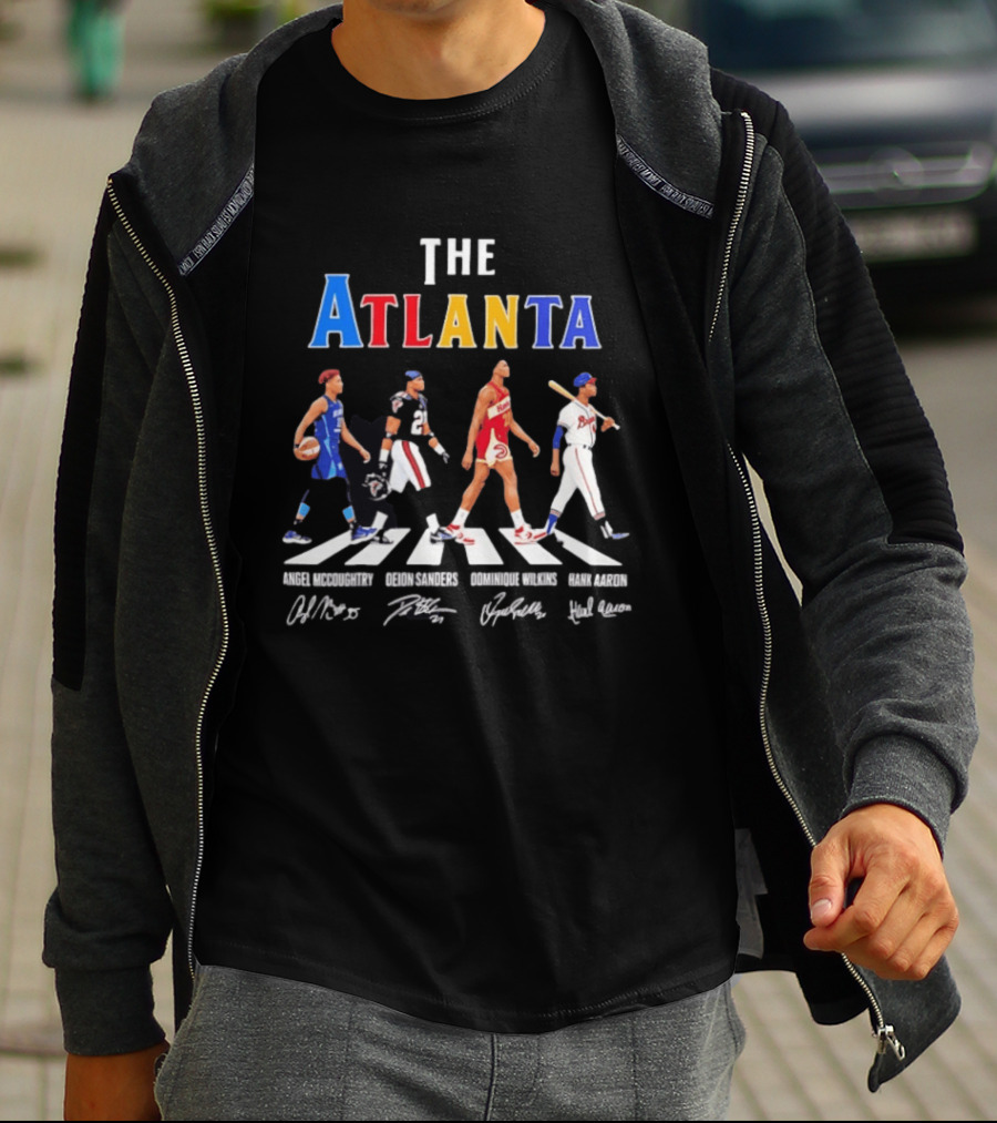 The Atlanta Angel McCoughtry Deion Sanders Dominique Wilkins Hank Aaron Signatures T-Shirt