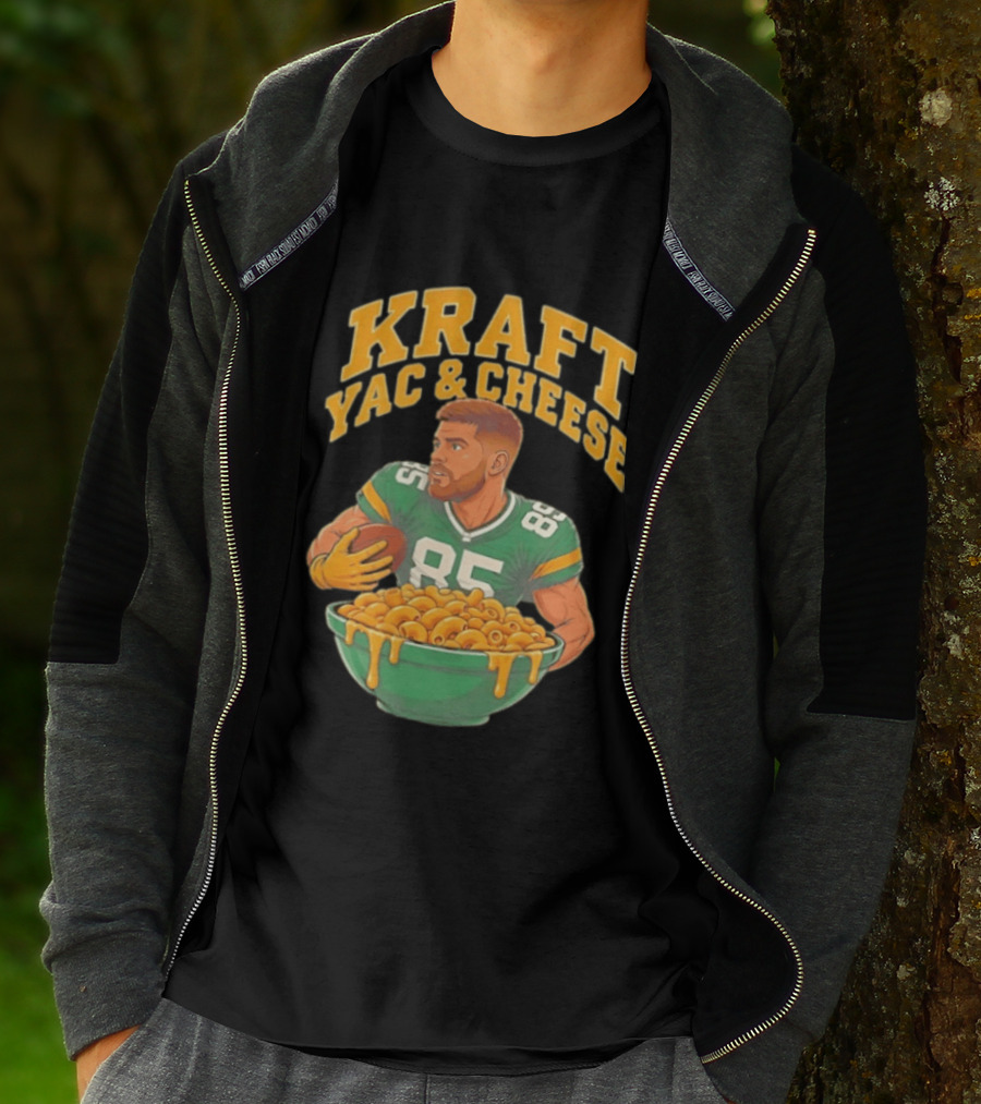 Kraft Yac & Cheese Green Bay Packers 85 Football Player With Bowl T-Shirt