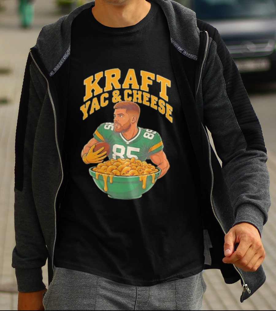 Kraft Yac & Cheese Green Bay Packers 85 Football Player With Bowl T-Shirt