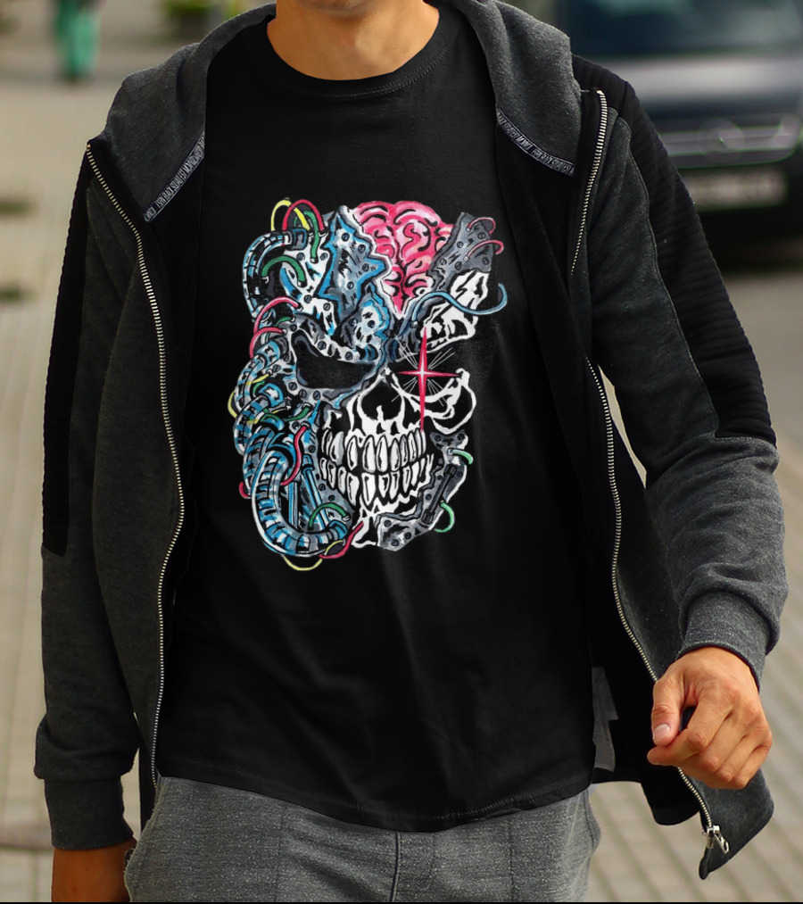 Warrenlotas Cybernetic Skull Art Piece T-Shirt