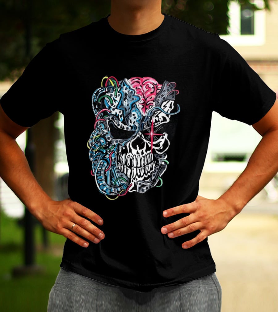 Warrenlotas Cybernetic Skull Art Piece T-Shirt