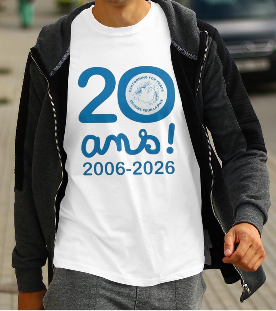 Cartooning For Peace 20 Ans 2006 2026 Dessins Pour La Paix 20th Anniversary T-Shirt