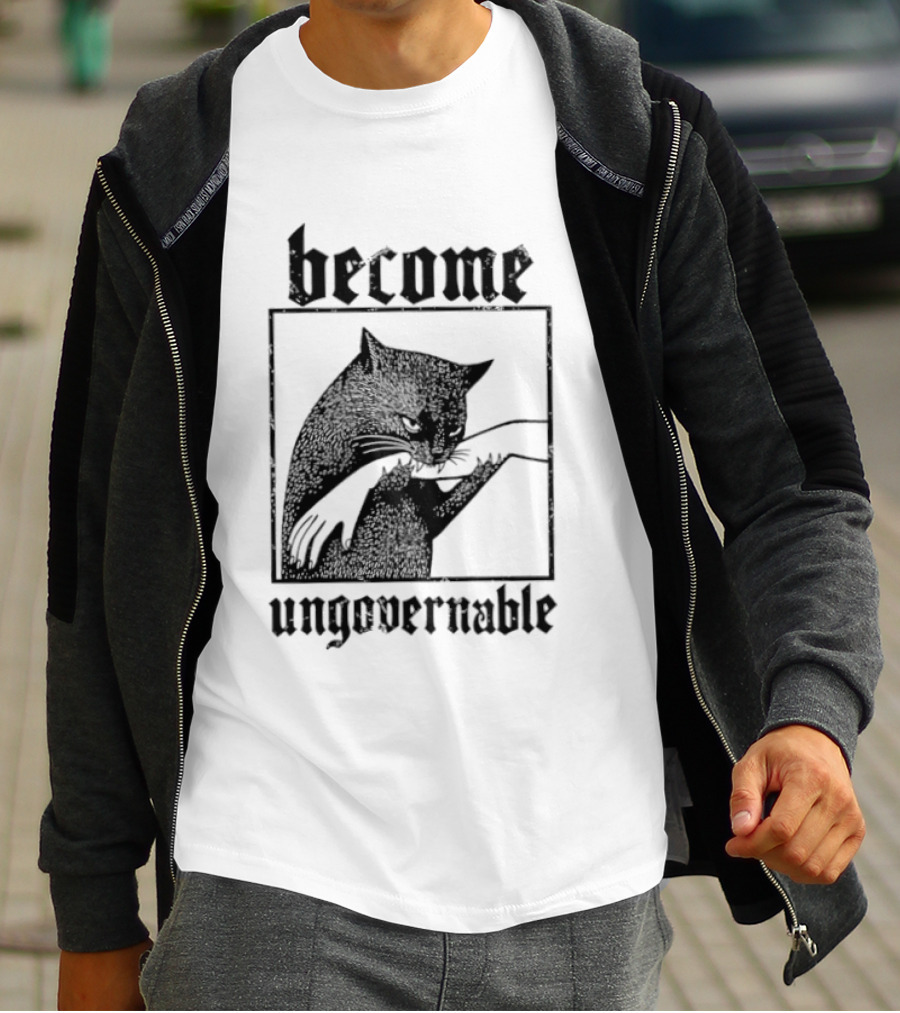 Become Ungovernable Cat Vintage Blackletter T-Shirt