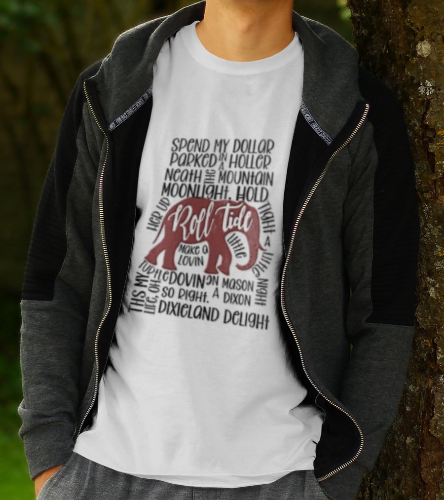 Alabama Crimson Tide Roll Tide Dixieland Delight Elephant T-Shirt