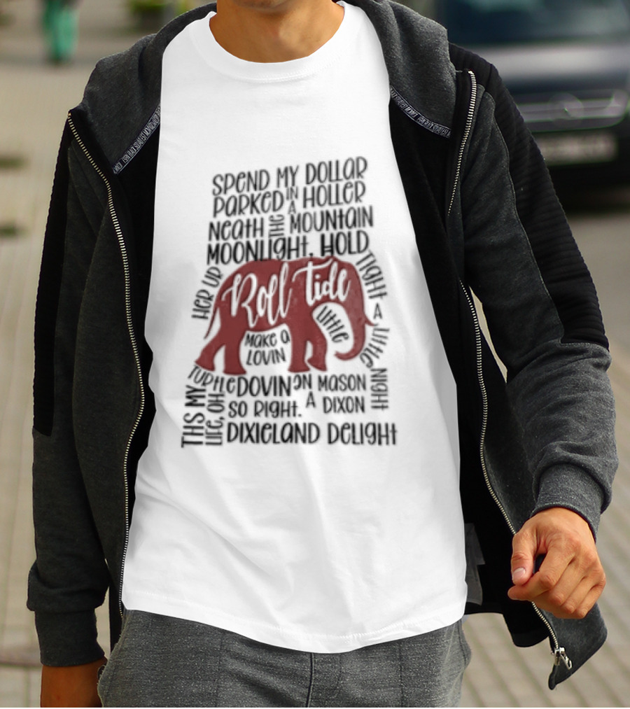 Alabama Crimson Tide Roll Tide Dixieland Delight Elephant T-Shirt