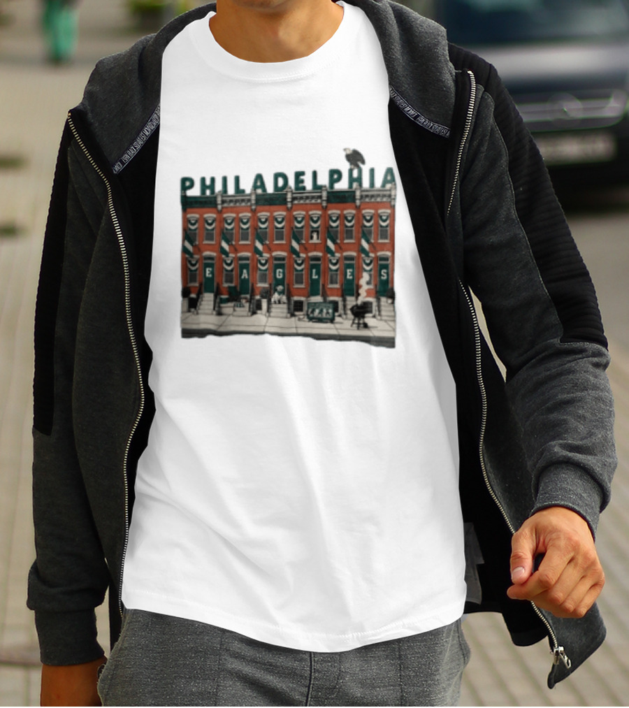 Philadelphia Eagles Birds On The Block Rowhouses T-Shirt