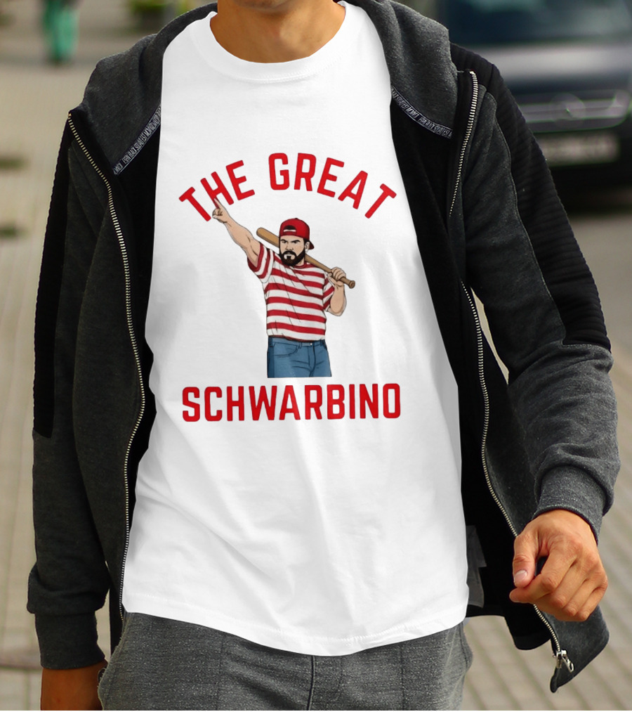 Philadelphia Phillies The Great Schwarbino Baseball Player Stripes And Bat T-Shirt