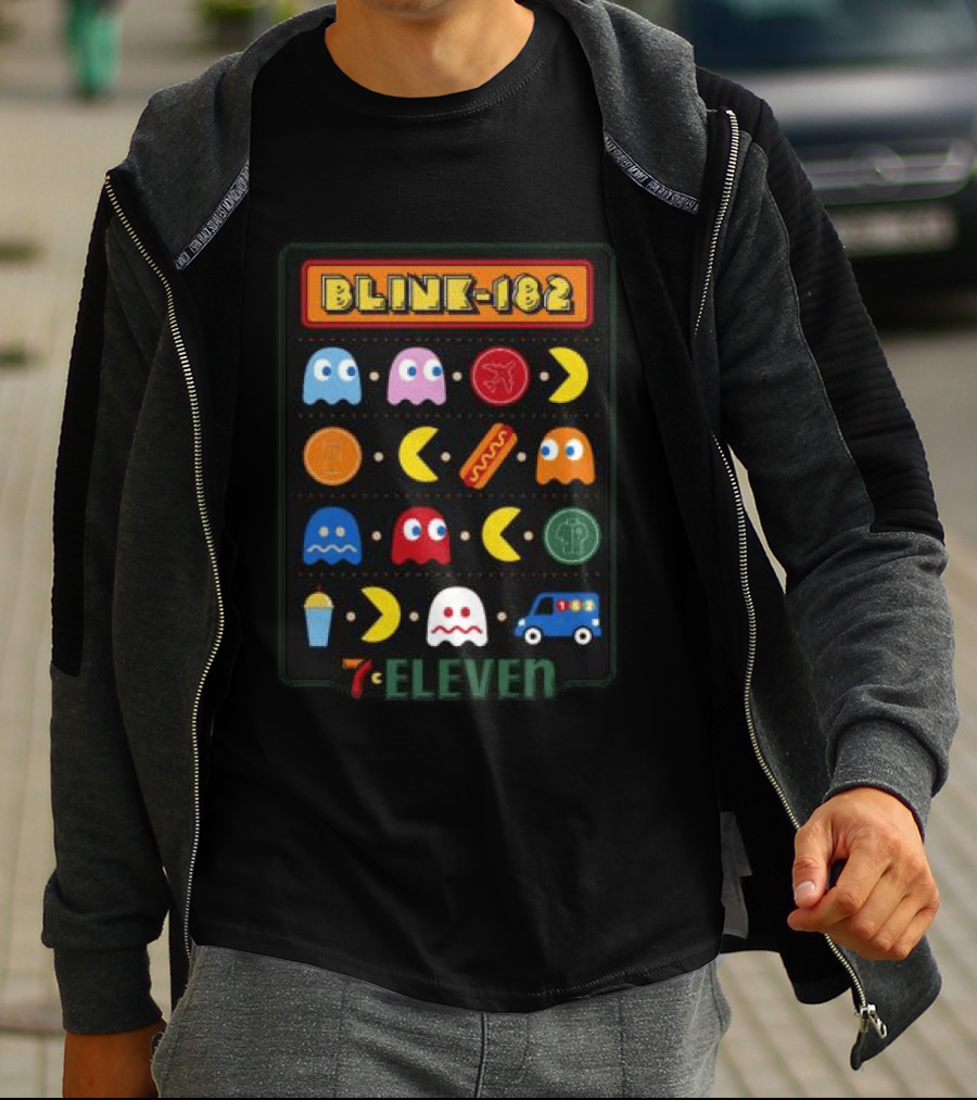 Blink 182 Pac Man 7 Eleven Collaboration Longsleeve Retro Arcade T-Shirt