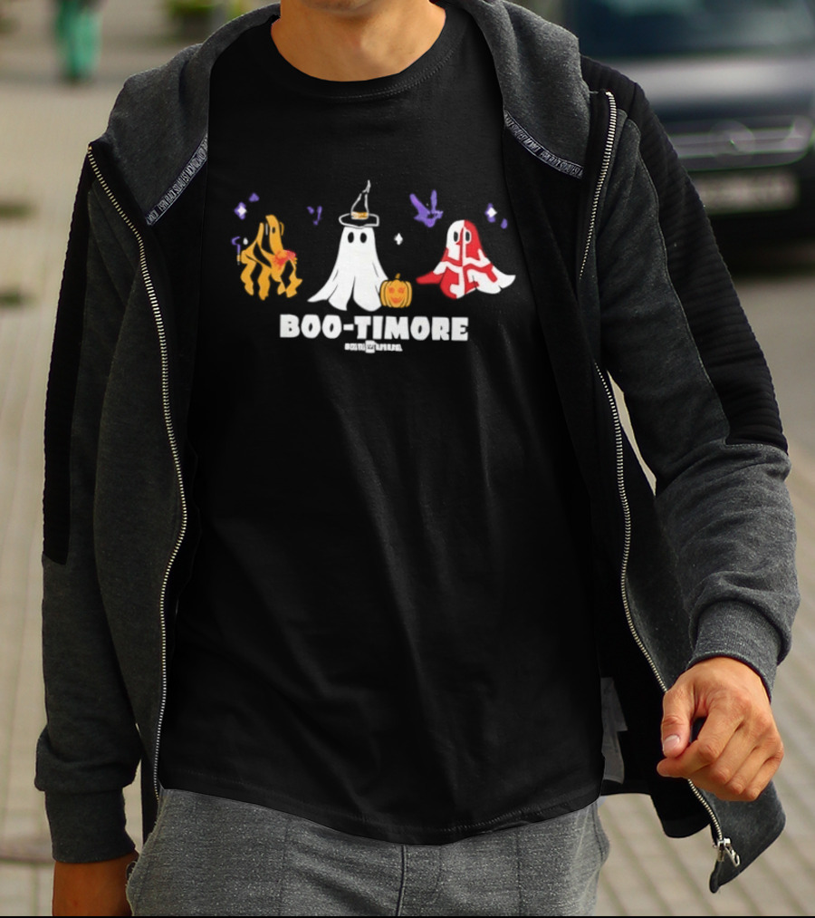 Boo Timore Halloween Ghost Crab Pumpkin Pelican Ravens Orioles T-Shirt