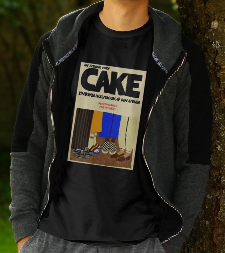 An Evening With CAKE Luxembourg Den Atelier Sep 24 2026 Performance Postponed T-Shirt