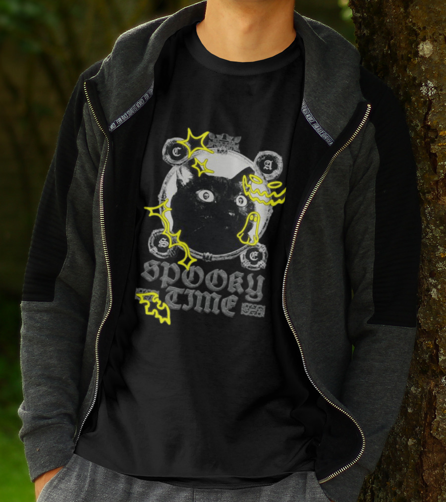 Caseoh Games Store Caseoh's Kitty Spooky Time Black Cat Ghosts T-Shirt