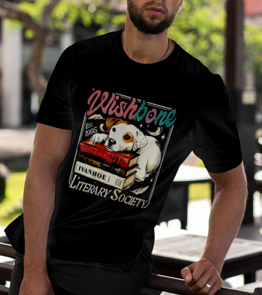 Wishbone Jack Russell Terrier Literary Society Ivanhoe Aaron Twist Books T-Shirt