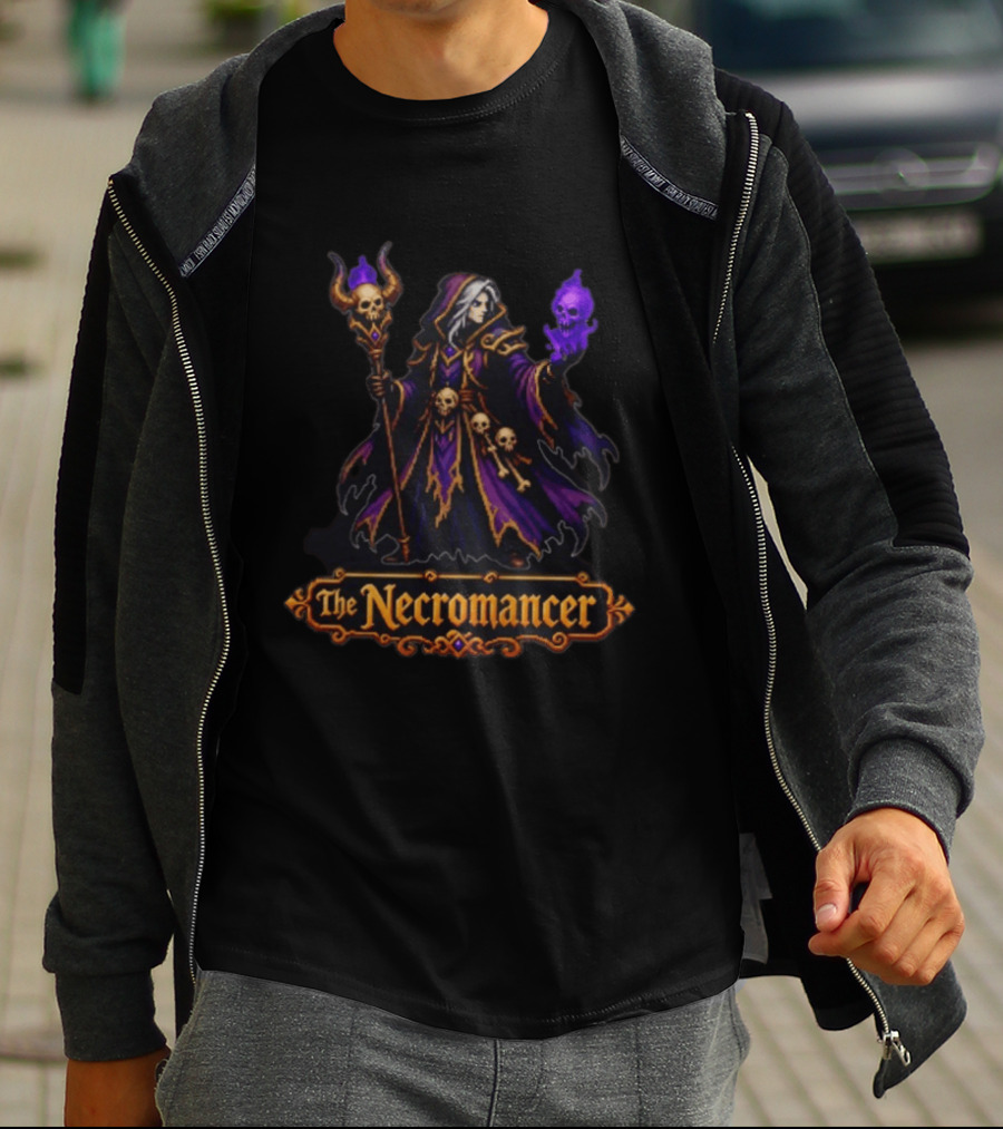 The Necromancer Retro 16 Bit Game Character Art Pixels T-Shirt