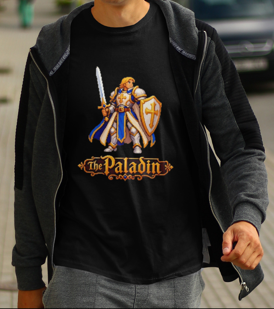 The Paladin Retro 16 Bit Game Warrior T-Shirt