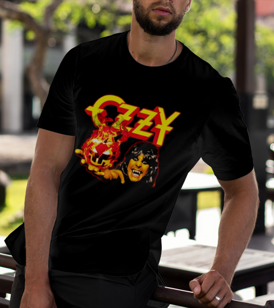 Ozzy Osbourne Halloween Pumpkin Fiery Face T-Shirt