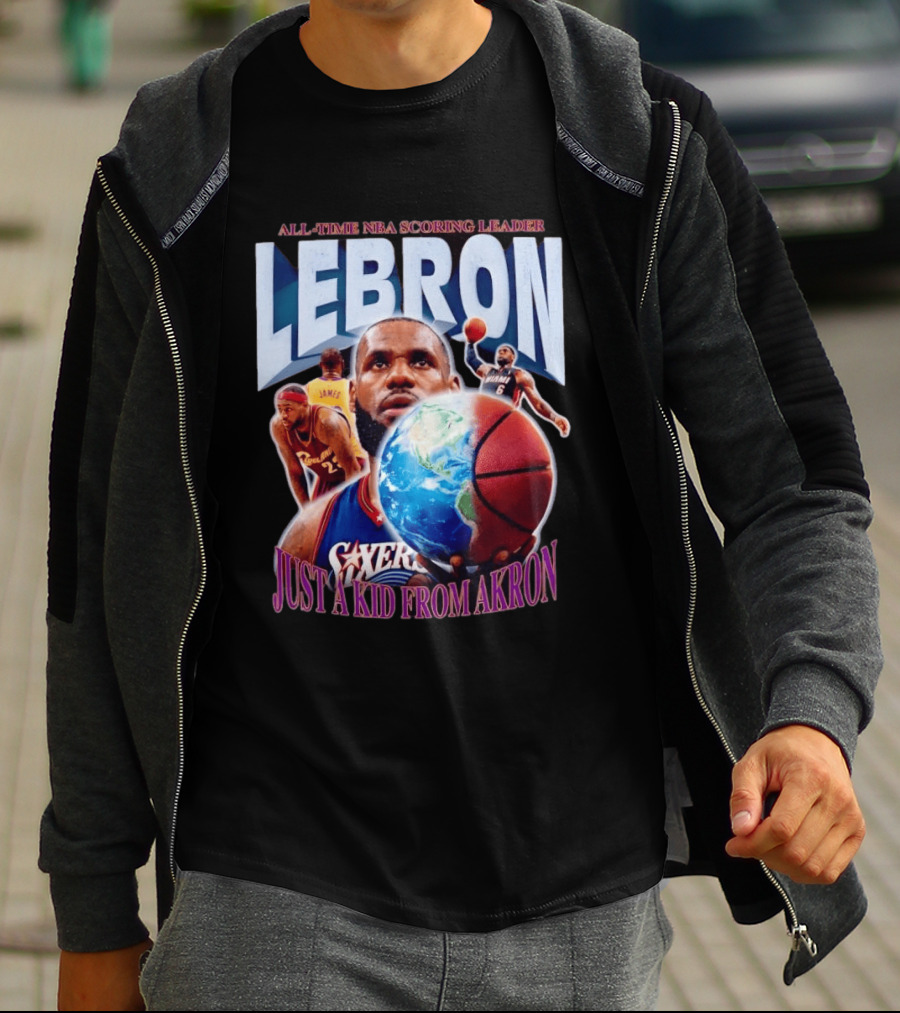 LeBron All Time NBA Scoring Leader Just A Kid From Akron T-Shirt
