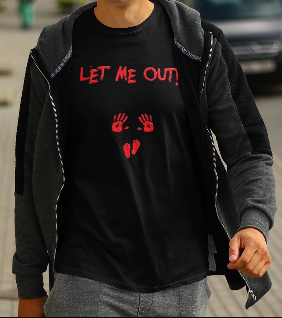 Let Me Out Handprint And Footprint Blood Halloween 2026 T-Shirt