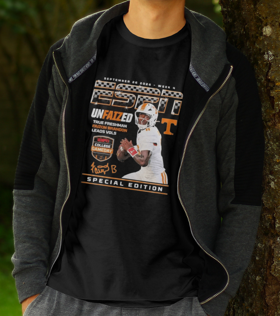 September 26 2026 Week 4 Unfaized True Freshman Faizon Brandon Leads Vols ESPN College Gameday Special Edition T-Shirt