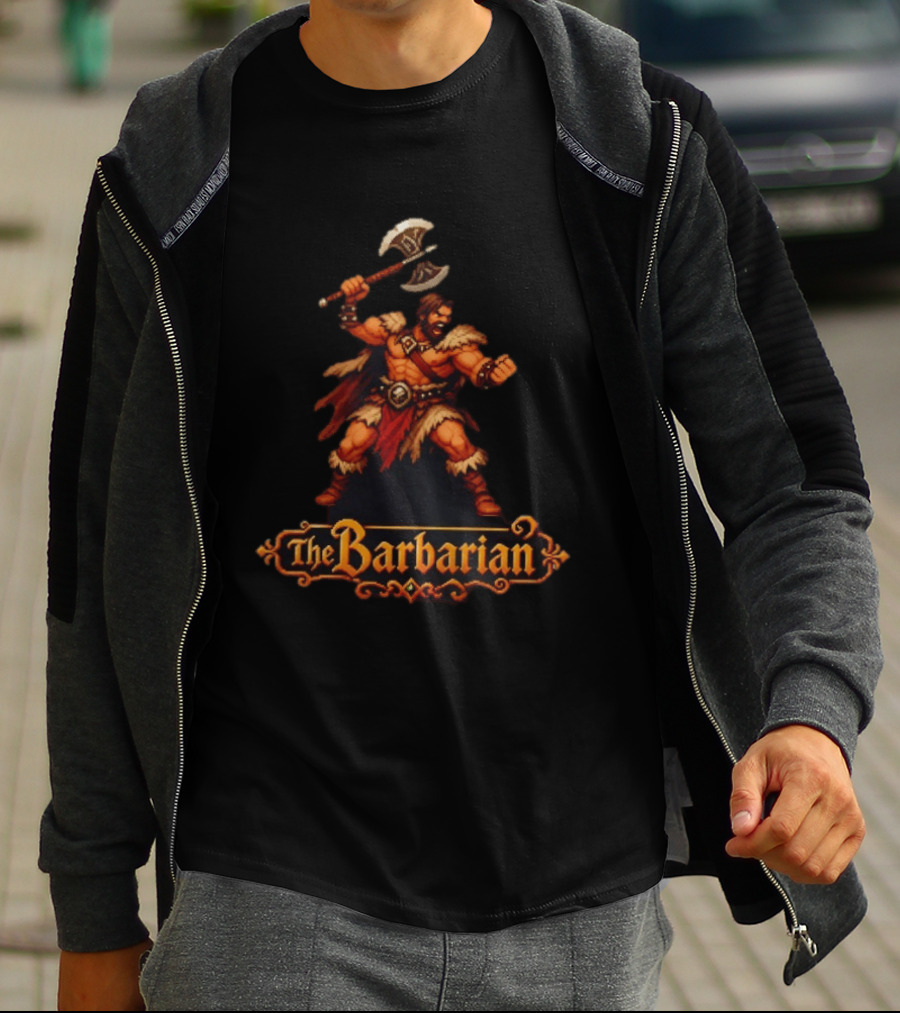 The Barbarian 16 Bit Game Cartoon Axe Warrior T-Shirt