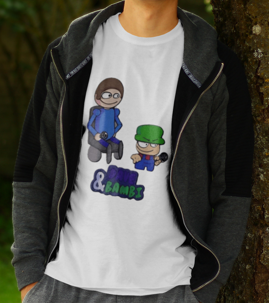 Dave And Bambi Characters Holding Microphones Cartoon T-Shirt