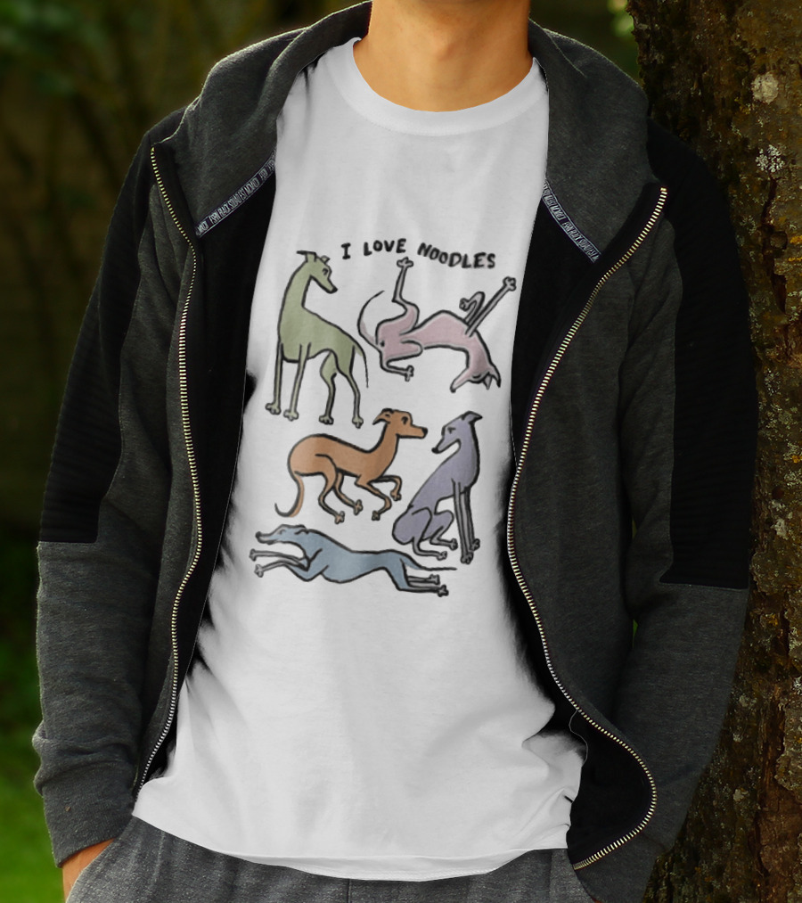 I Love Noodles Five Colorful Greyhound Dogs T-Shirt