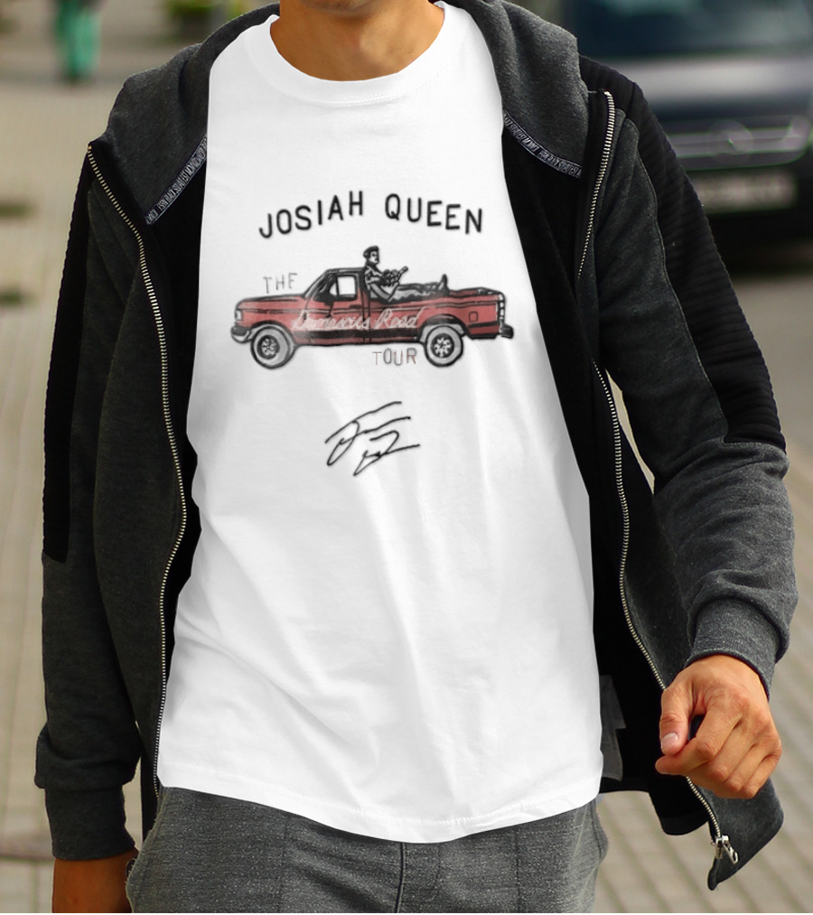 Josiah Queen The Damascus Road Tour Man Playing Guitar In Pickup Truck T-Shirt