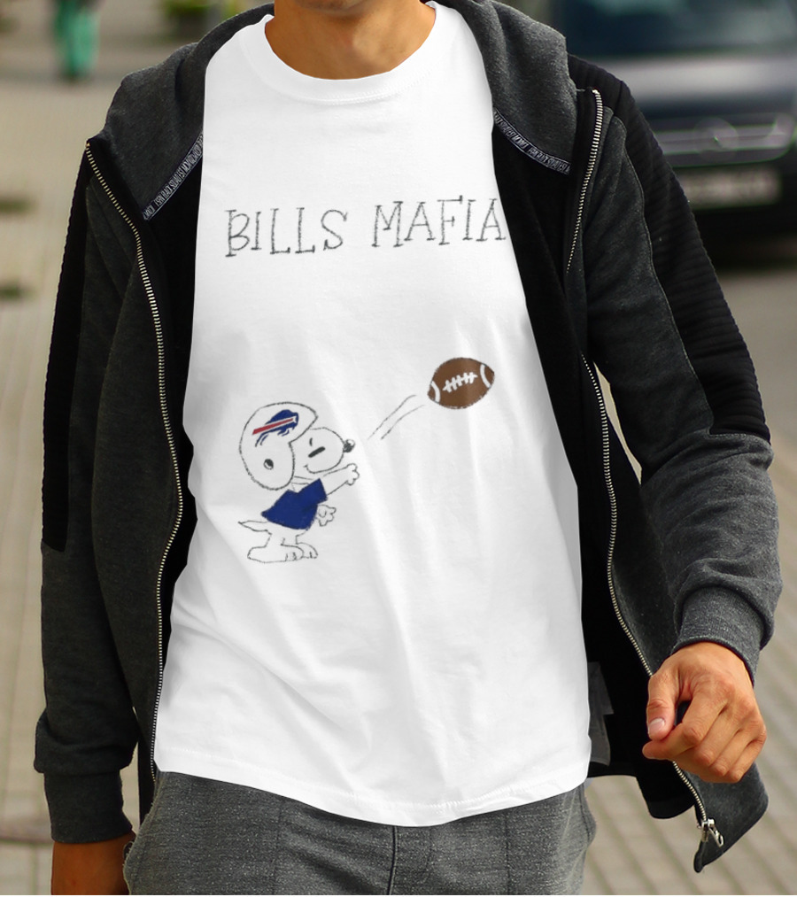 Snoopy Bills Mafia Buffalo Bills Football Fan Apparel Peanuts Sports T-Shirt
