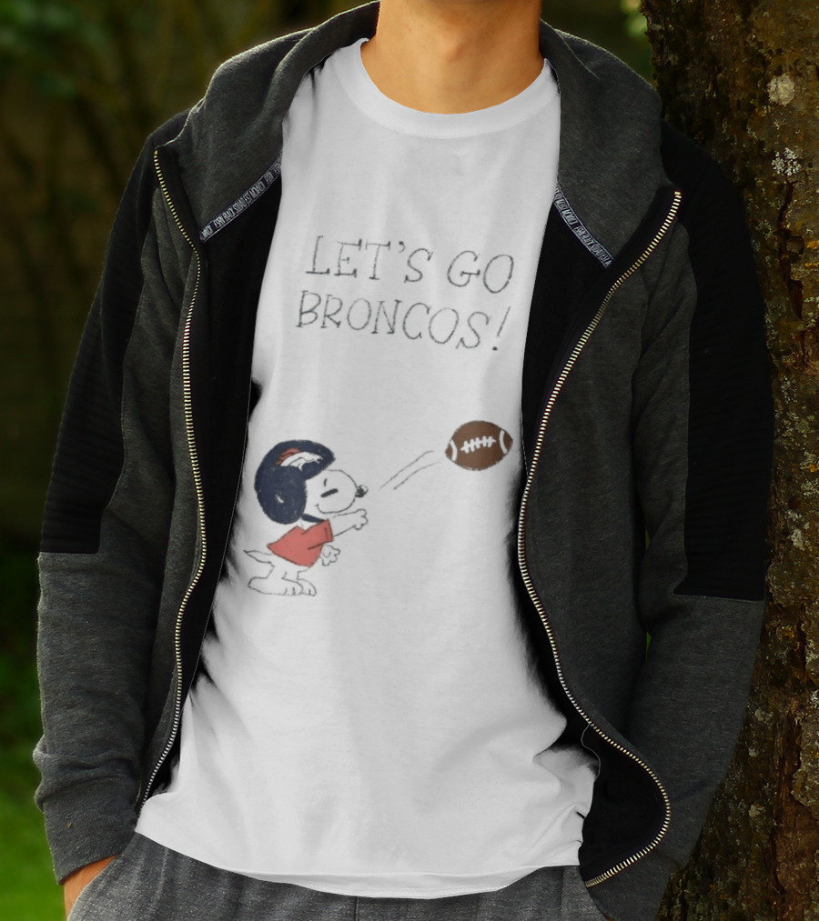 Snoopy Let's Go Broncos Denver Football Fan Peanuts Sports Team T-Shirt