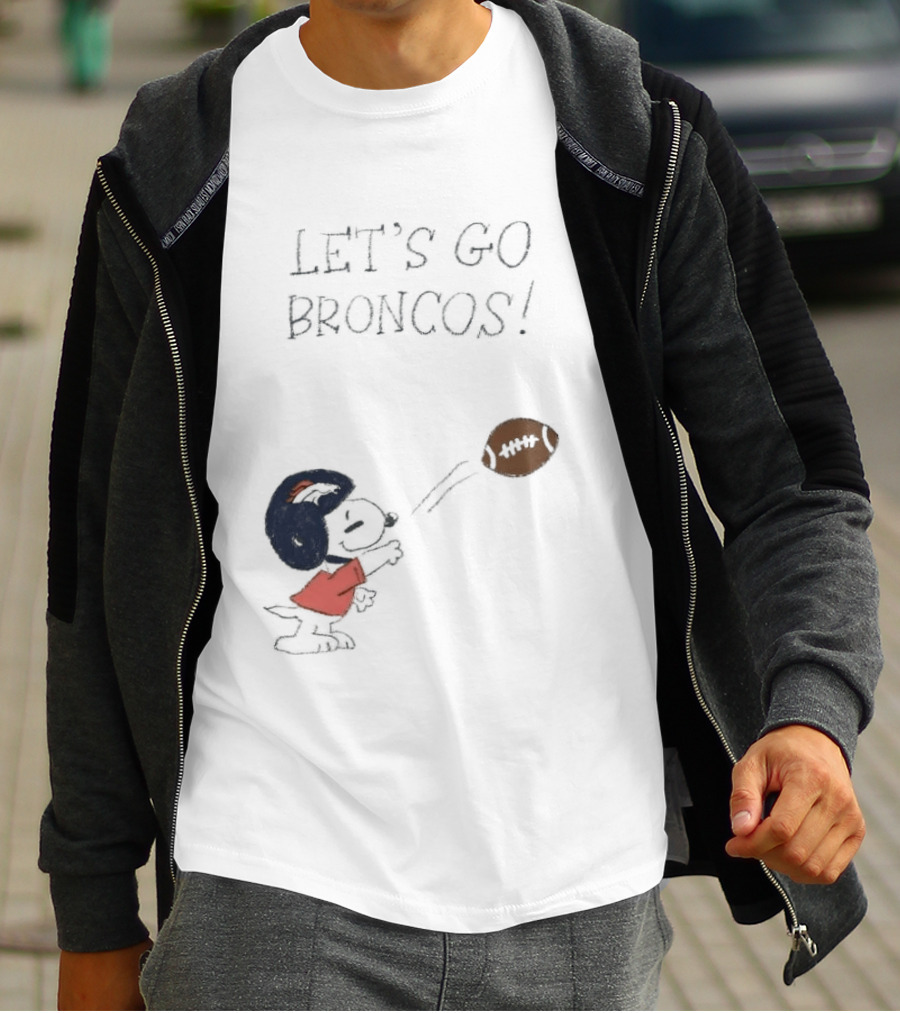 Snoopy Let's Go Broncos Denver Football Fan Peanuts Sports Team T-Shirt