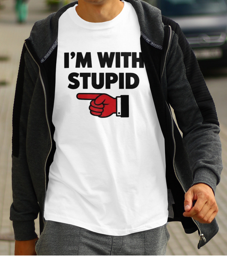 I'm With Stupid Red Foam Finger Gesture T-Shirt