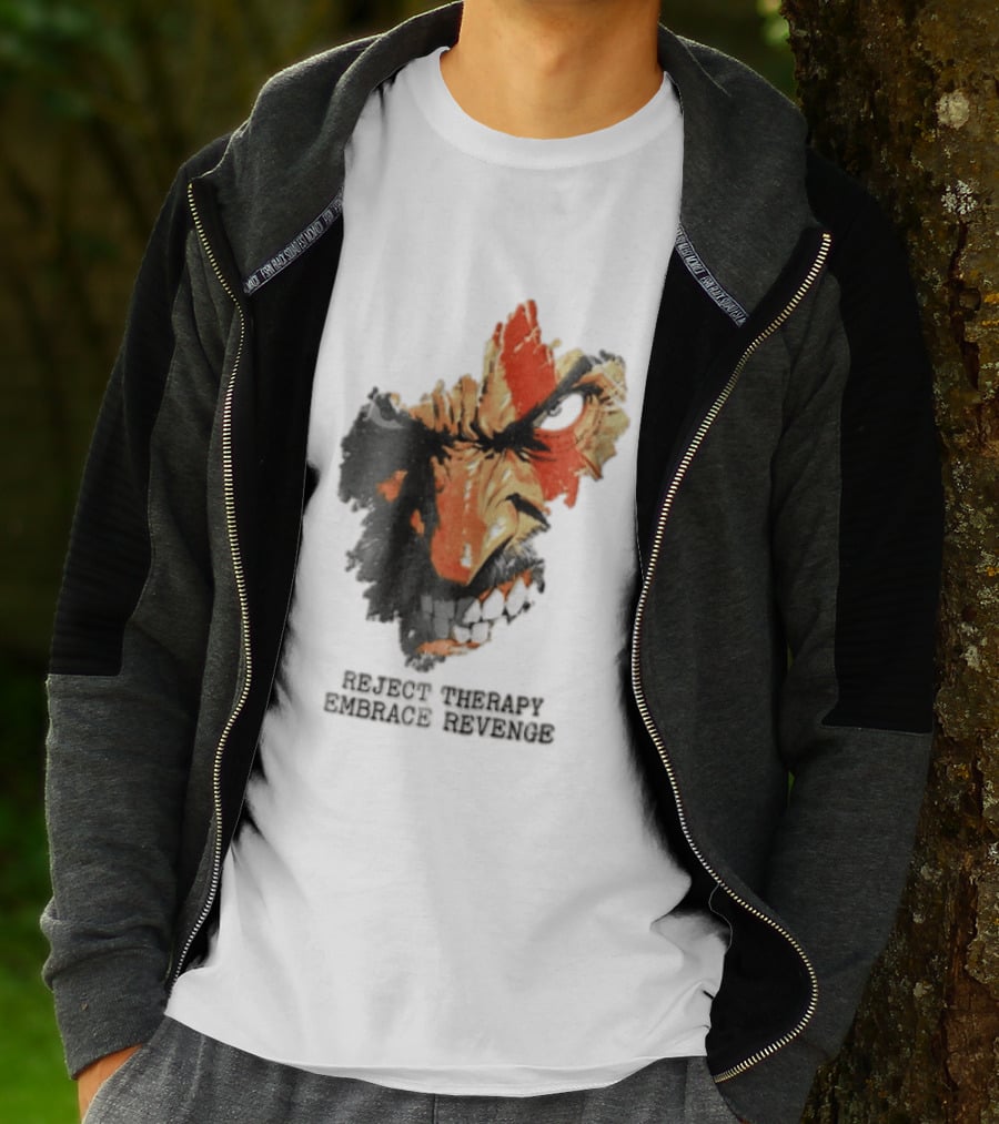 Reject Therapy Embrace Revenge Kratos Angry Bearded Man Red Tattoo God Of War T-Shirt