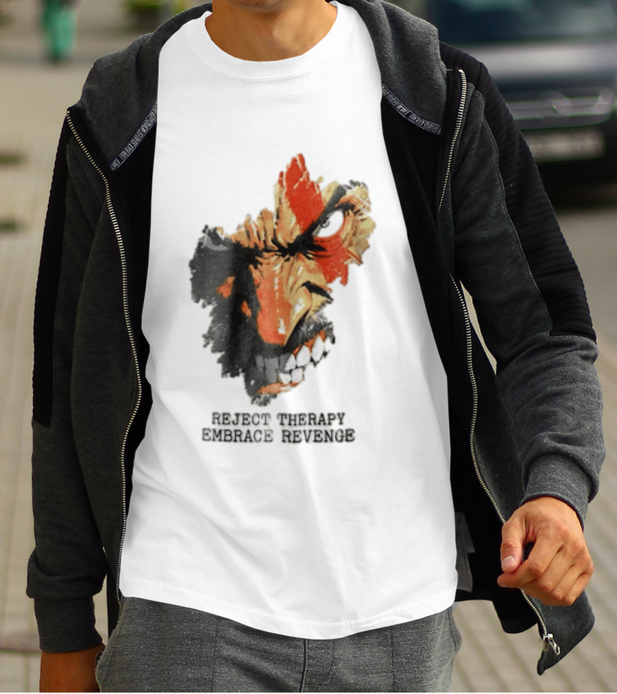 Reject Therapy Embrace Revenge Kratos Angry Bearded Man Red Tattoo God Of War T-Shirt