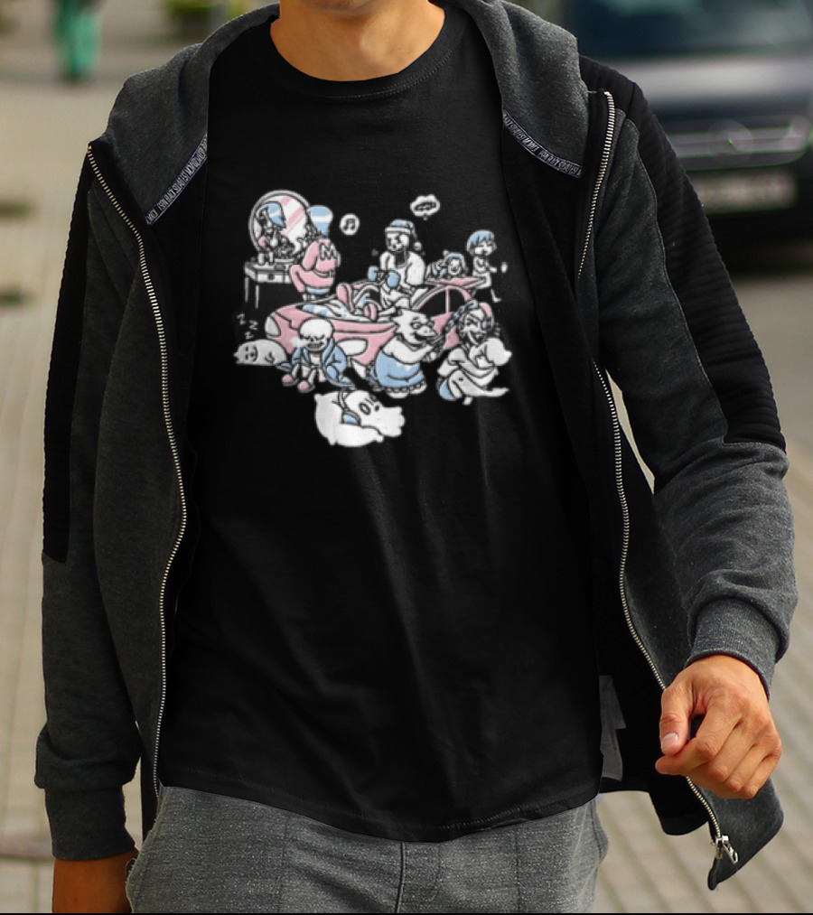 Anime Characters Makeup And Car Party Fun With Music And Relaxation T-Shirt