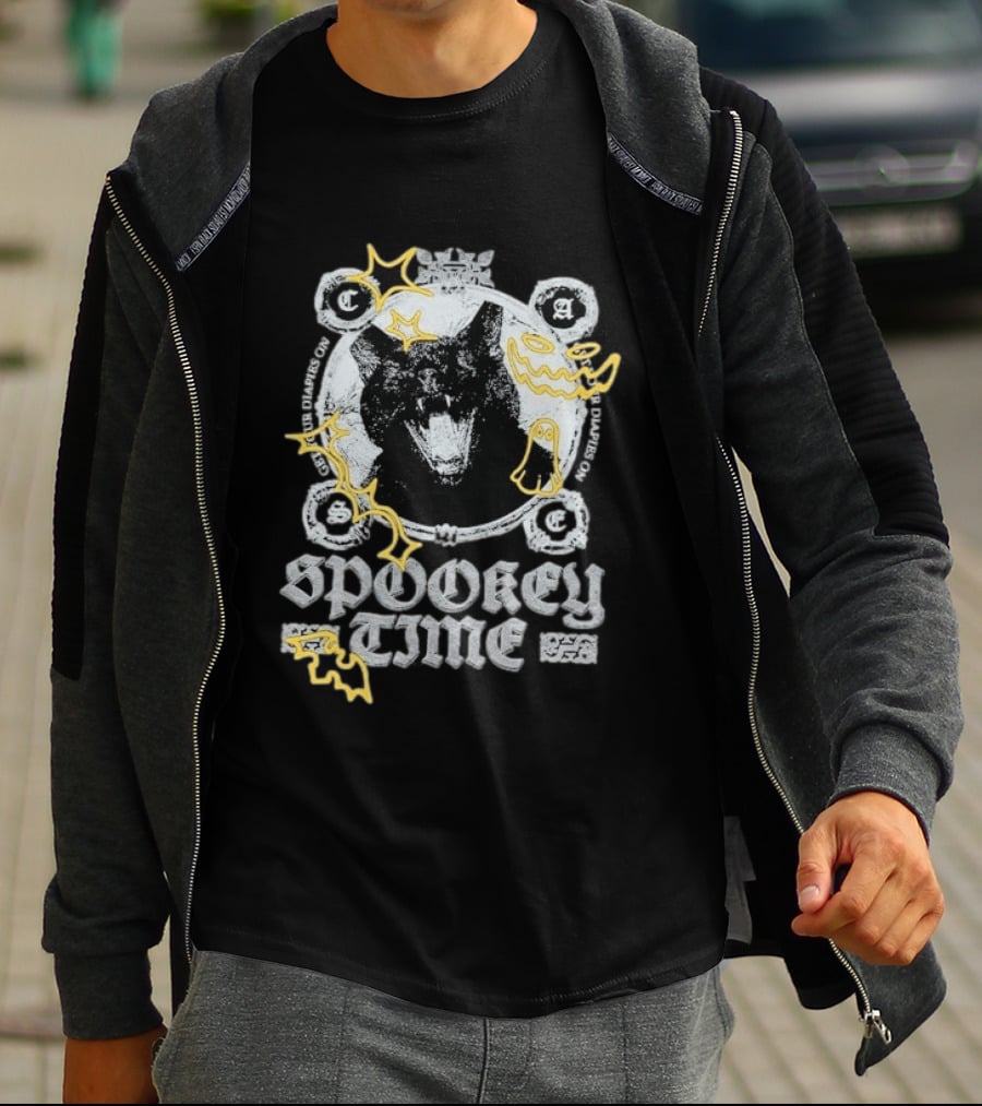 CaseOh's Spooky Time Diapies On Cat Ghost Pumpkin Bat T-Shirt