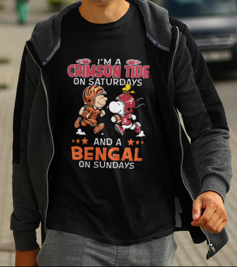 I Am A Crimson Tide On Saturdays And A Bengal On Sundays Football Rivalry Fan Spirit T-Shirt