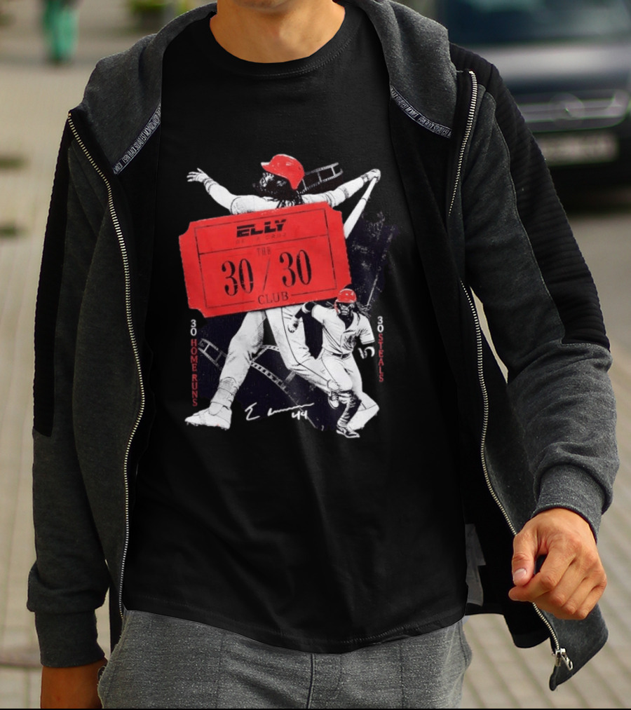 Cincinnati Reds Baseball Elly De La Cruz 30/30 Club 30 Home Runs 30 Stolen Bases T-Shirt