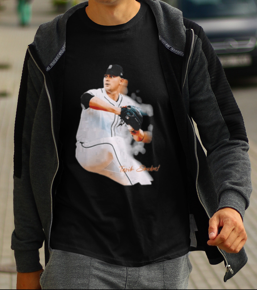 Detroit Tigers Tarik Skubal Pitcher Action Baseball T-Shirt
