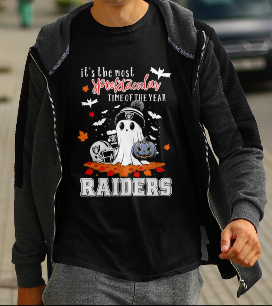 It's The Most Spooktacular Time Of The Year Raiders Halloween Ghost Pumpkin T-Shirt