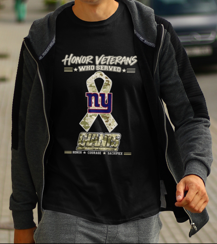 New York Giants Honor Veterans Who Served Salute Camouflage Ribbon NFL T-Shirt