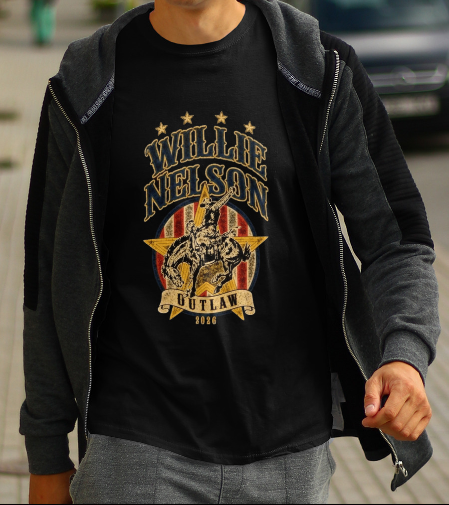 Willie Nelson Outlaw Tour 2026 Cowboy Star Rider T-Shirt