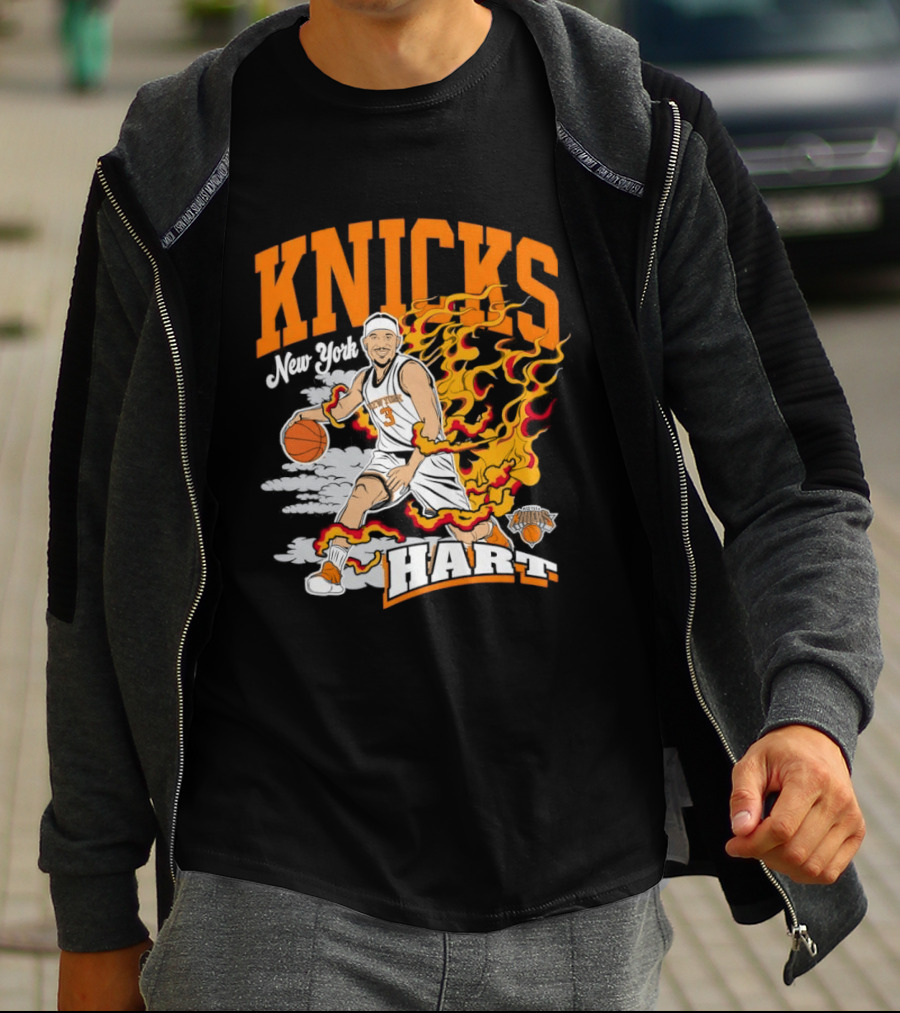 New York Knicks Josh Hart No 3 Basketball Fire T-Shirt