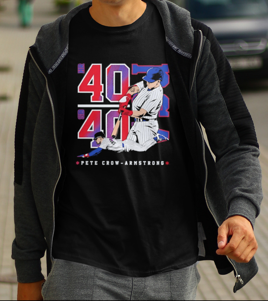 Pete Crow Armstrong 40 40 HR SB Club Chicago Cubs Players T-Shirt