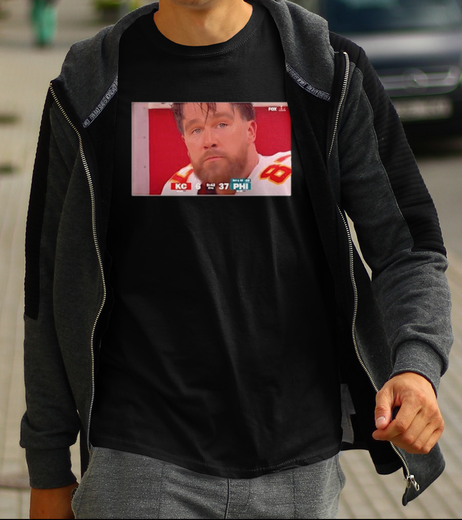 Kelce's Face Disappointment KC 6 PHI 37 NFL Football Game Loss T-Shirt