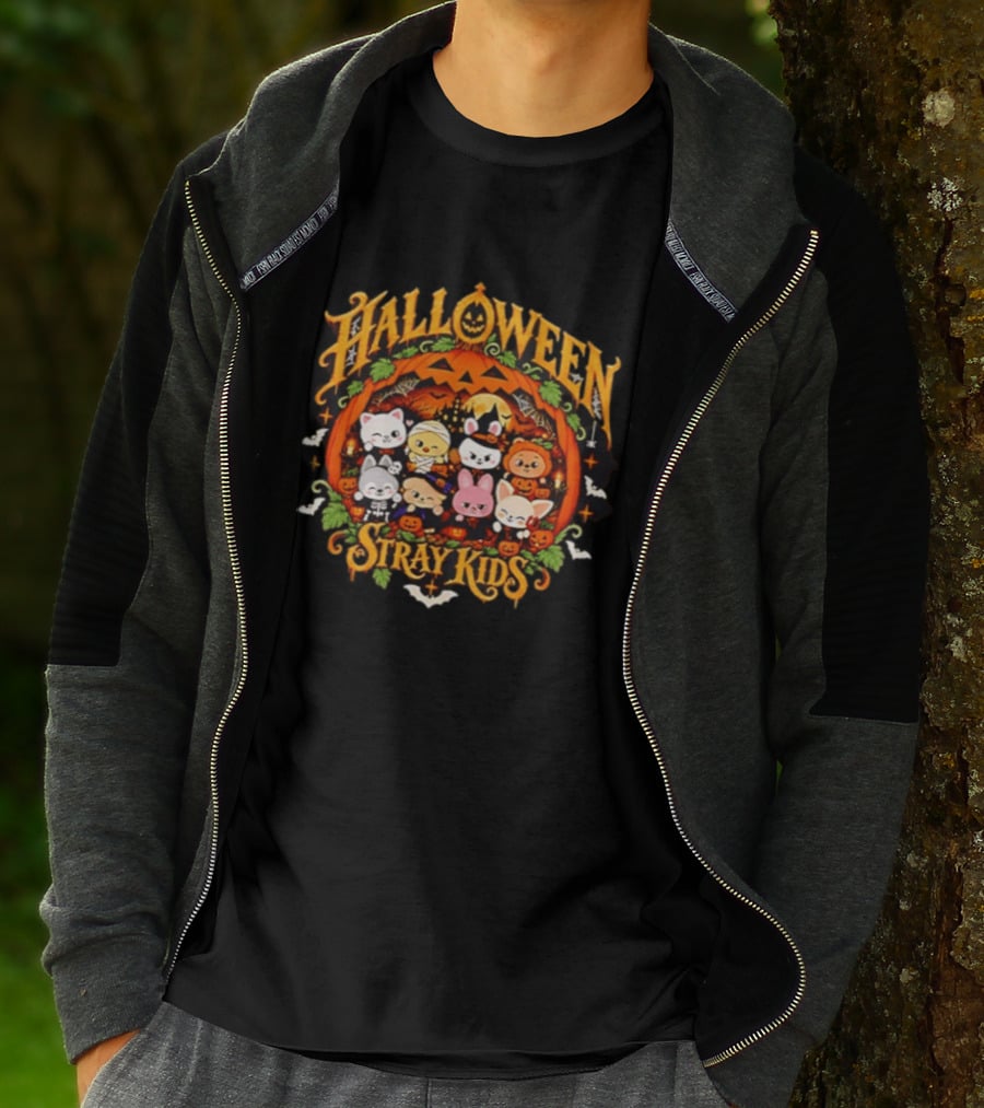 Stray Kids Skzoo Halloween Cartoon Characters Pumpkin Decoration T-Shirt
