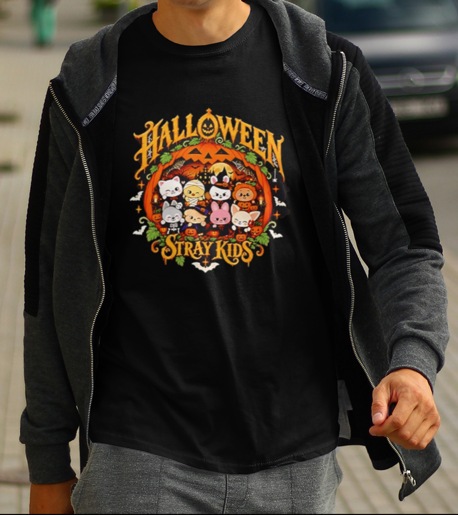 Stray Kids Skzoo Halloween Cartoon Characters Pumpkin Decoration T-Shirt