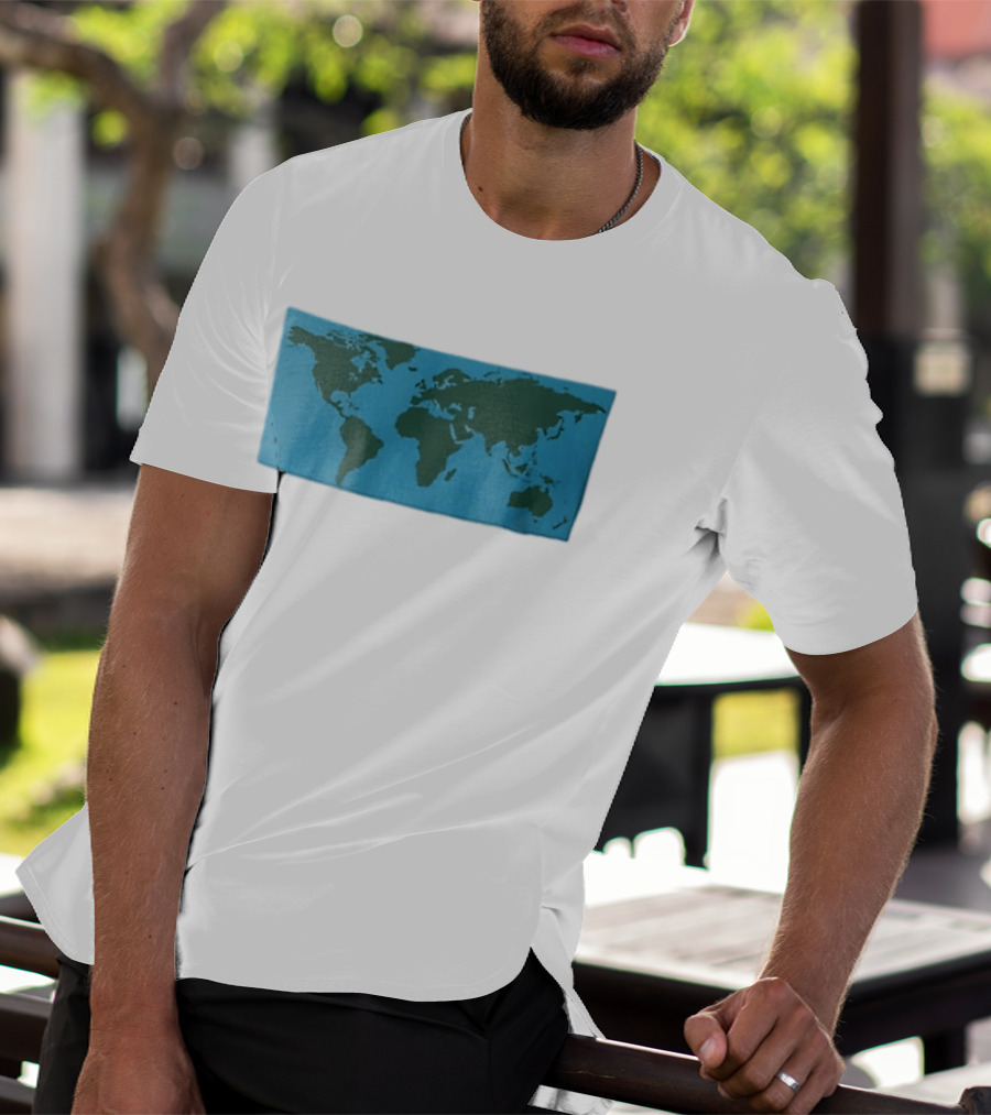 World Map Continents Green And Blue Ocean T-Shirt