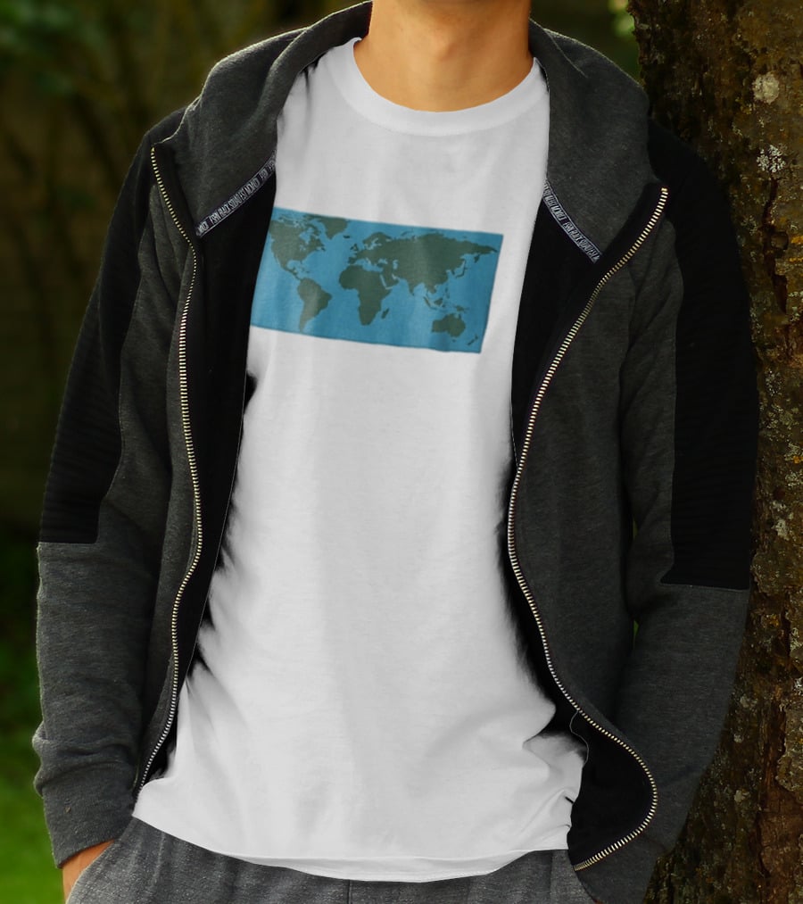 World Map Continents Green And Blue Ocean T-Shirt