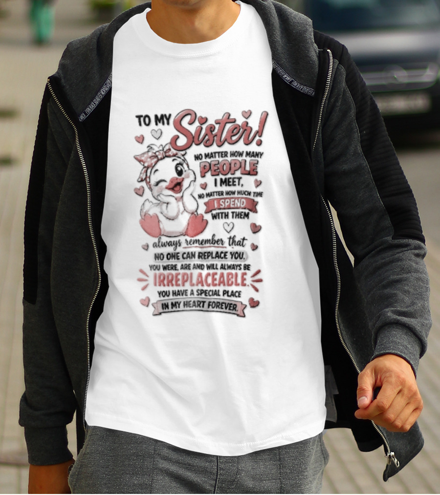 To My Sister No Matter How Many People I Meet How Much Time Passes You Are Irreplaceable Duck T-Shirt