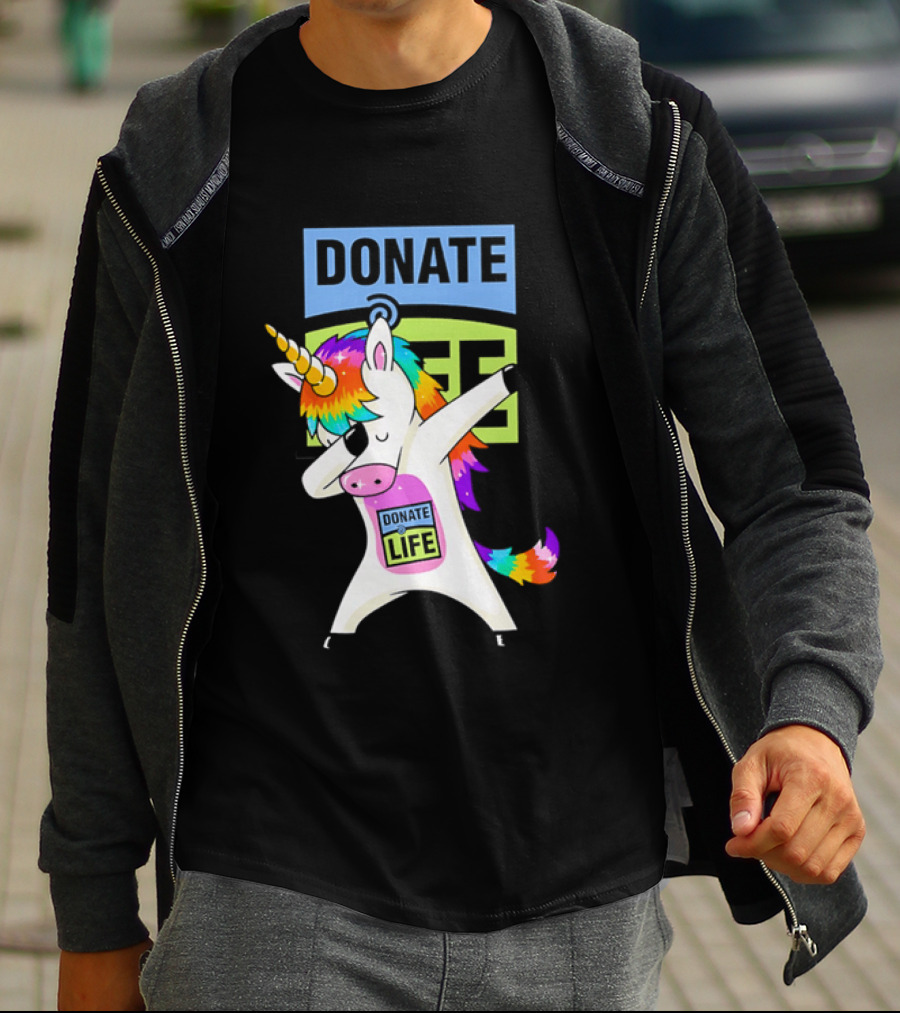 Donate Life Unicorn Rainbow Dabbing T-Shirt