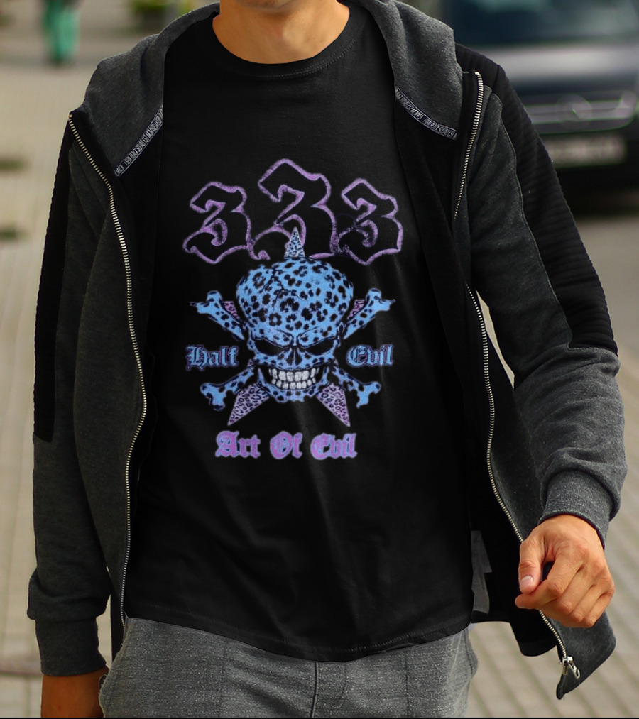 333 Half Evil Art Of Evil Skull T-Shirt